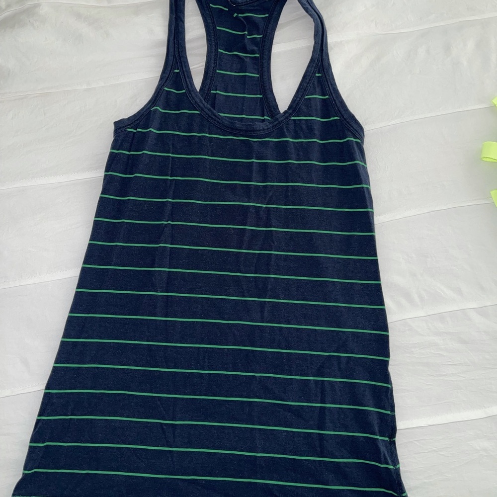 Dark blue & green striped Lululemon tank. Size - 6.